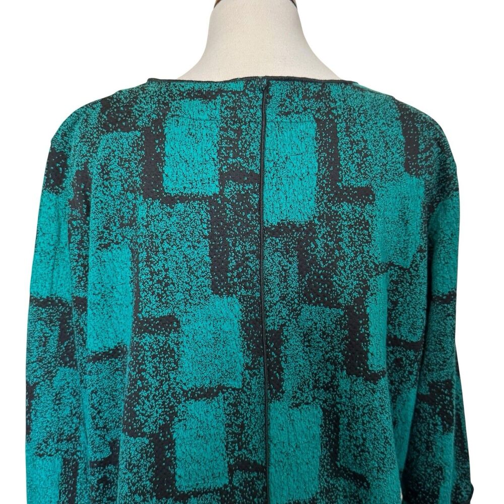 Ali Miles Textured Knit Tunic Top Removable Cowl Neck Scarf Green Black Size XL - Picture 11 of 16